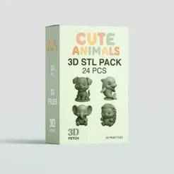 Cute Animals 3D Model Collection - 24 Printable STL Files for 3D Printing, Digital Download, Adorable Animal Figurines