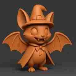 Cute Bat Wearing a Witch Hat