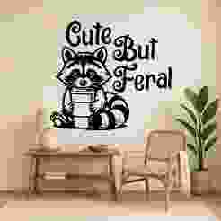Cute But Feral Pedro Raccoon - Wall Art Multicolor