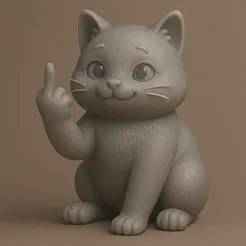 Cute Cat Middle Finger STL