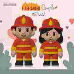 Cute Firefighter Boy and Girl Couple – Knitted – Crochet