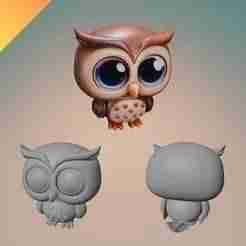 Cute Owl with Big Eyes 3D Model STL – Adorable Owl Figurine for 3D Printing Animal Lovers and Decor