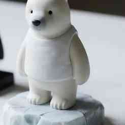 Cute Polar Bear Figurine on Ice Base