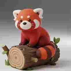 Cute Red Panda on a Log