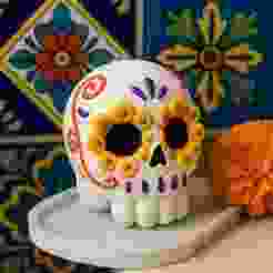 Day of the Dead style decorated skulls