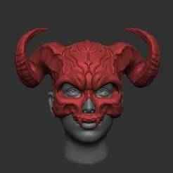 Demon Skull Mask with Horns – 3D Printable Cosplay Prop