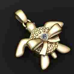 Diamond Bow Turtle Pendant