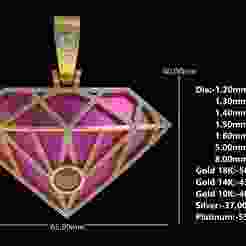 Diamond Shaped Gold Tone Charm Pendant