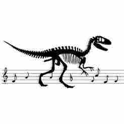 dinosaur skeleton walking along a music staff 3 - 2D/3D Wall Art STL+SVG For CNC Router, Plasma, Waterjet, Laser & 3D Printer