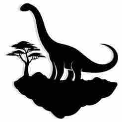 dinosaur standing on a floating island - 2D/3D Wall Art STL+SVG For CNC Router, Plasma, Waterjet, Laser & 3D Printer