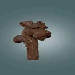 dog Head Gentleman Knob Walking Cane