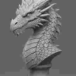 Dragon Bust Statue - Highly Detailed Fantasy 3D Print Model