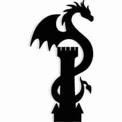 dragon curled around a castle tower 1 - 2D/3D Wall Art STL+SVG For CNC Router, Plasma, Waterjet, Laser & 3D Printer