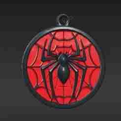 Dual Color Wall-Crawler Inspired Keychain - Classic Web Icon 3D Model with Loop