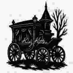 Eerie Haunted Carriage Wall Art Home Decor