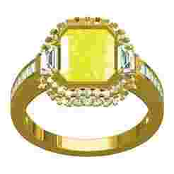 Emerald Cut Stone Diamond Halo Cocktail Engagement Ring