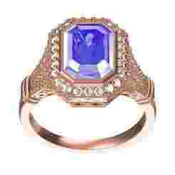 Emerald cut Stone Round Diamond Halo Art Deco Engagement Ring