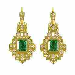 Emerald Stone Art Deco Style Earring