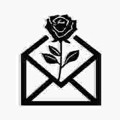 envelope with a rose growing out of the open flap 2 - 2D/3D Wall Art STL+SVG For CNC Router, Plasma, Waterjet, Laser & 3D Printer