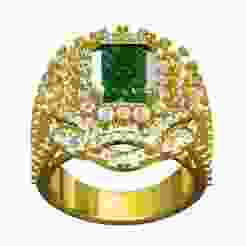 Fancy Green Emerald Stone Vintage Cocktail Ring