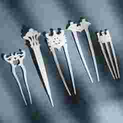 Fantasy Hair Pin Models, One Piece Hair Stick, Hair Accessories, 3d Print Resin Hair Sticks, 3d STL Digital File, Hair Rolling Pin