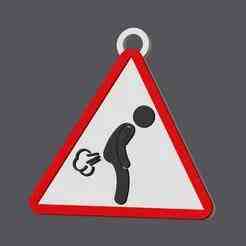 Farting Warning Male Version - Traffic Sign - Keychain