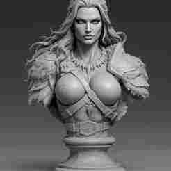 Fierce Female Barbarian Bust – 75 mm Heroic Scale