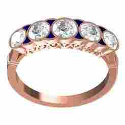 Five Stone Bezel Set Milgrain Engagement Ring
