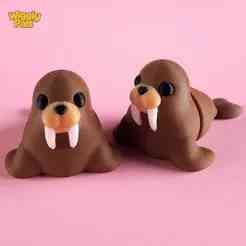 FLEXI PRINT-IN-PLACE CUTE WALRUS - NO SUPPORTS - WIGGLYPALS3D