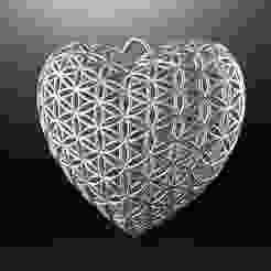 Flower of Life 3D Heart Pendant - 3D print model
