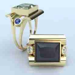 Fold Ring With 10x8 mm Rectangle Gem | r24