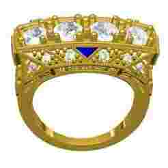 Four Diamond Antique Art Deco Style Ring