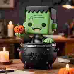 Frankenstein Candy Cauldron Bobblehead 3D Print STL Figurine