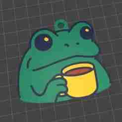 Frog & Coffee Keychain 🐸☕️ - Adorable & Funny 3D Print Model