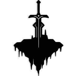 frozen lake with a glowing sword trapped beneath it 2 - 2D/3D Wall Art STL+SVG For CNC Router, Plasma, Waterjet, Laser & 3D Printer