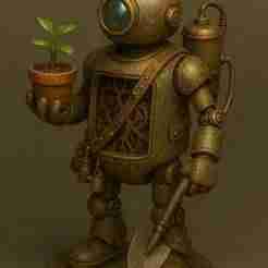 Garden Automaton Miniature steampunk gardener printable