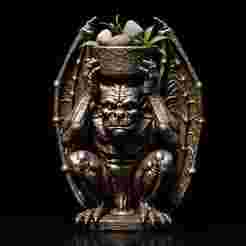 Gargoyle Guardian Planter – Dark Gothic 3D Printable Sculpture