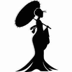 Geisha silhouette holding an open umbrella 1 - 2D/3D Wall Art STL+SVG For CNC Router, Plasma, Waterjet, Laser & 3D Printer