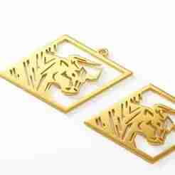 Geometric Bull Head Pendant Laser Cut 3D Print Jewelry Art