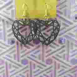 Geometric Heart Earrings – 3D Printable Jewelry