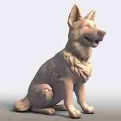 German Shepherd Dog - Realistic 3D Printable STL Model | Canine Sculpture