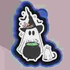 👻🧙 Ghost Cauldron – Freshie, Keychain, Resin & Candle Mold A bold & stylish bow with cartoon ghost, witch hat, and bubbling cauldron