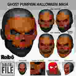 Ghost Pumpkin Mask - Skull Halloween cosplay mask - STL model 3D print file
