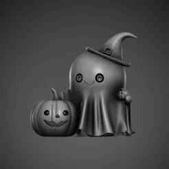 GHOST WITH PUMPKIN HALLOWEEN