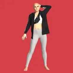 Girls Jacket and Legging with Side Bag-outfit | Marvelous / Clo3d / obj / fbx