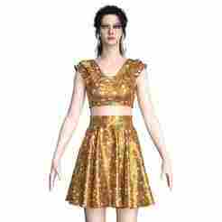 Girls Printed Top With Skirt - Outfit | Marvelous / Clo3d / obj / fbx