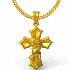 Gold Cross Pendant STL 3D Model for Jewelry – One Inch Pendant