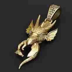 gold dragon pendant   3D printable model