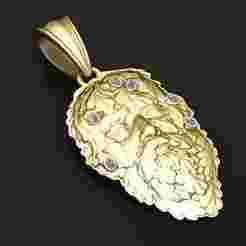 Gold leaf face pendant 3D printable model