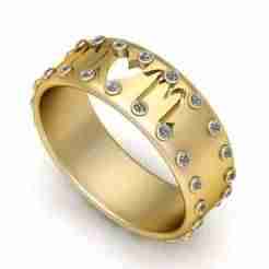 gold monogram ring 3D printable model